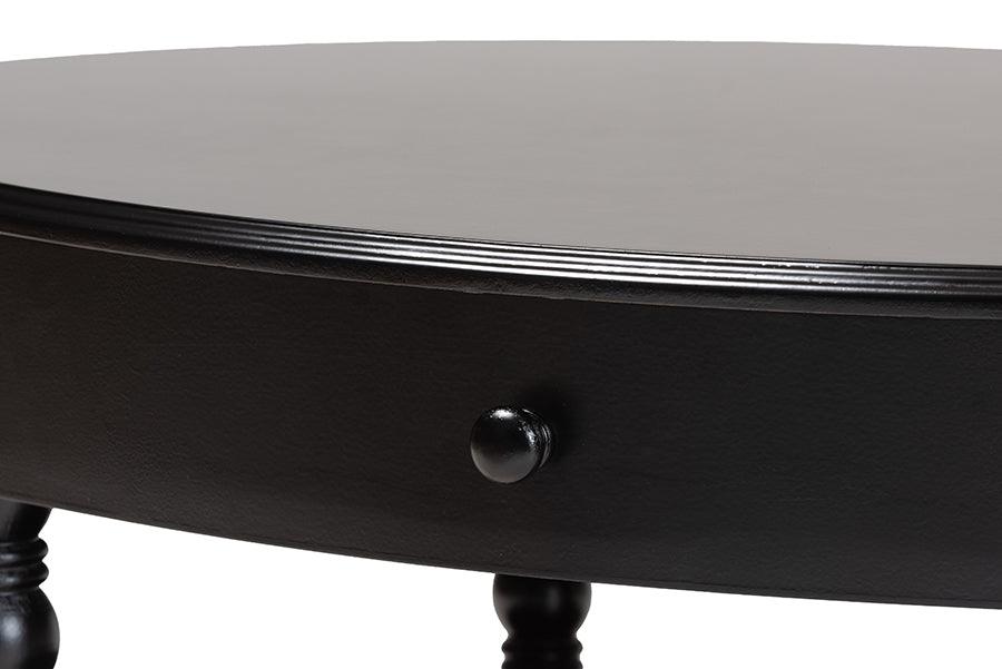 Baxton Studio Malinda Classic Black Wood 1-Drawer Coffee Table with Spindle Legs FredCo