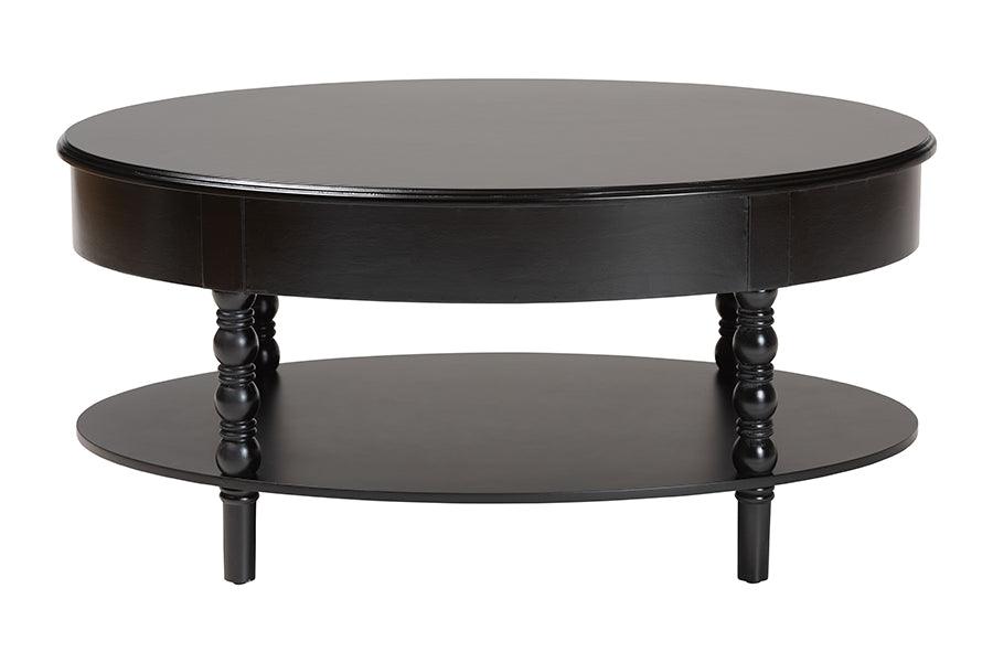 Baxton Studio Malinda Classic Black Wood 1-Drawer Coffee Table with Spindle Legs FredCo
