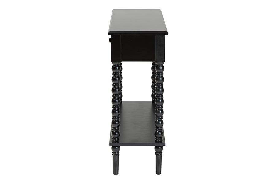 Baxton Studio Malinda Classic Black Wood 2-Drawer Console Table with Spindle Legs FredCo