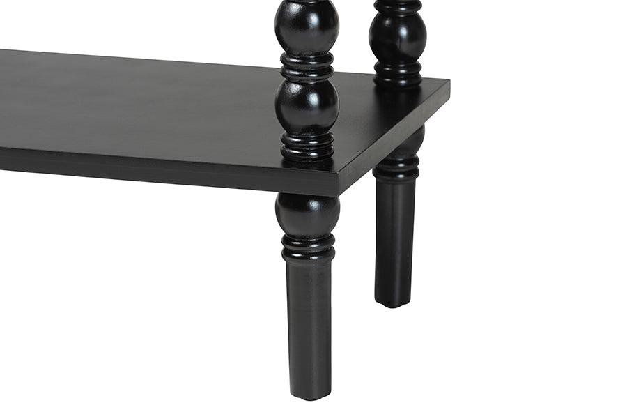 Baxton Studio Malinda Classic Black Wood 2-Drawer Console Table with Spindle Legs FredCo