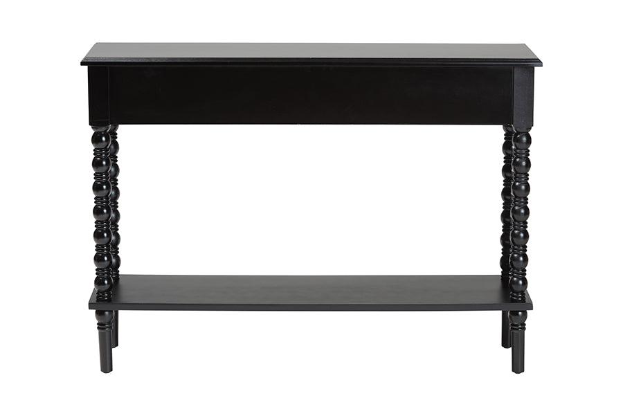 Baxton Studio Malinda Classic Black Wood 2-Drawer Console Table with Spindle Legs FredCo
