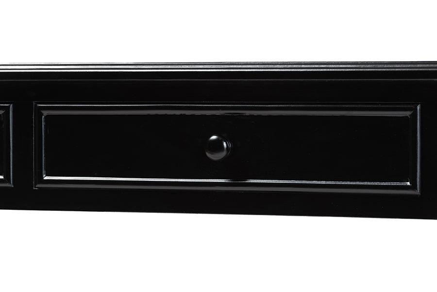 Baxton Studio Malinda Classic Black Wood 2-Drawer Console Table with Spindle Legs FredCo