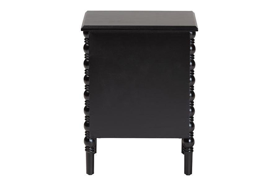 Baxton Studio Malinda Classic Black Wood 2-Drawer End Table with Spindle Legs FredCo