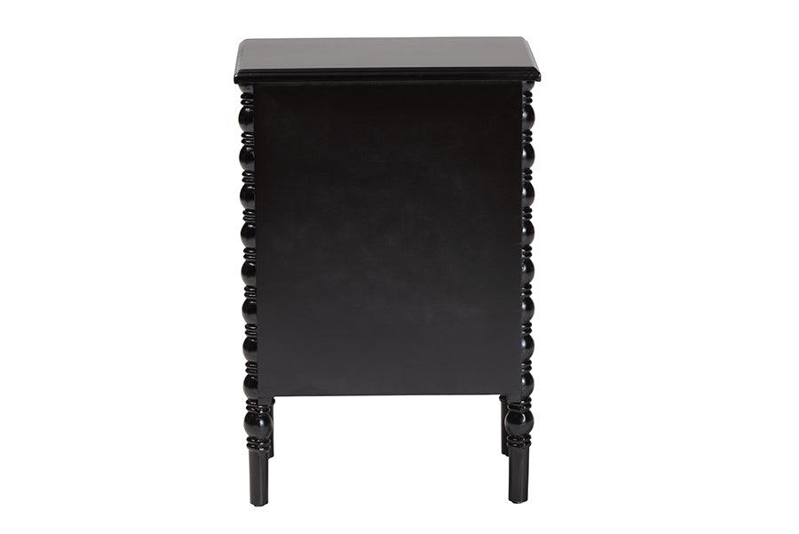 Baxton Studio Malinda Classic Black Wood 3-Drawer End Table with Spindle Legs FredCo