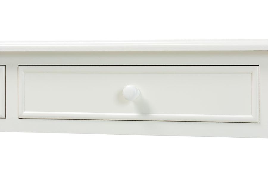 Baxton Studio Malinda Classic White Wood 2-Drawer Console Table with Spindle Legs FredCo