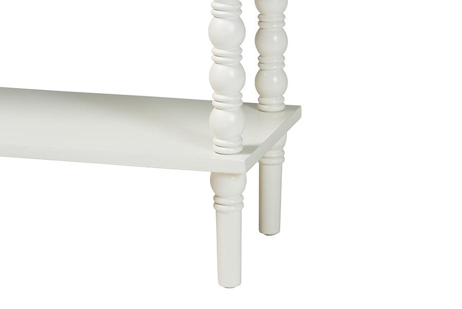 Baxton Studio Malinda Classic White Wood 2-Drawer Console Table with Spindle Legs FredCo