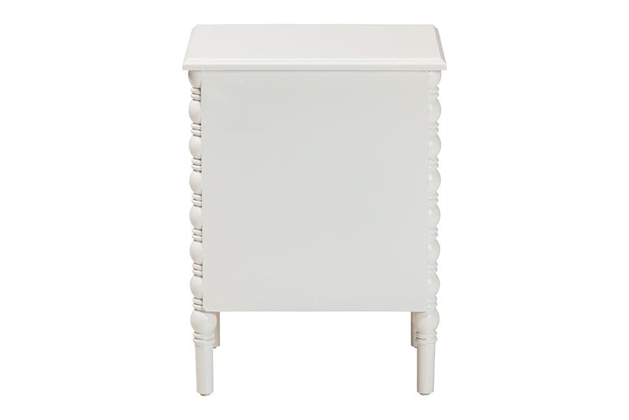 Baxton Studio Malinda Classic White Wood 2-Drawer End Table with Spindle Legs FredCo