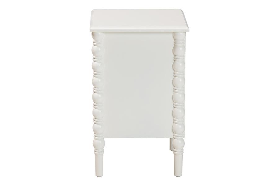 Baxton Studio Malinda Classic White Wood 2-Drawer End Table with Spindle Legs FredCo