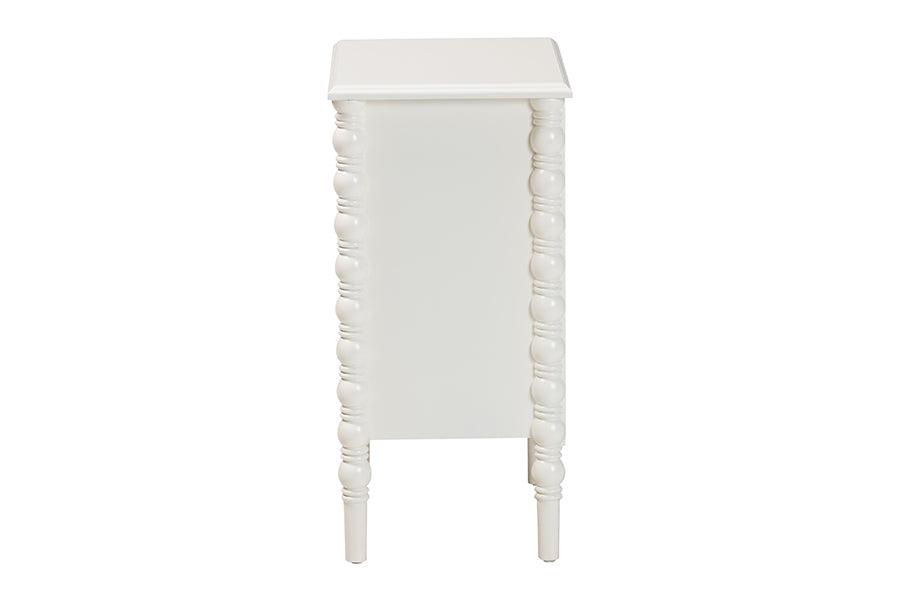 Baxton Studio Malinda Classic White Wood 3-Drawer End Table with Spindle Legs FredCo