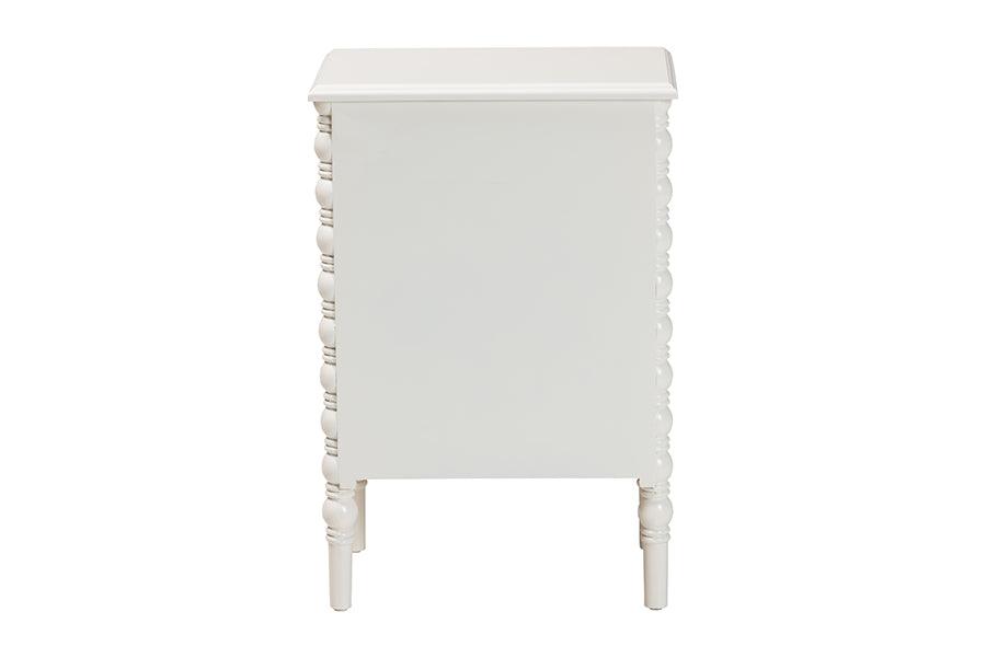Baxton Studio Malinda Classic White Wood 3-Drawer End Table with Spindle Legs FredCo