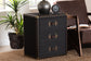 Baxton Studio Mallison Vintage Black Canvas 3-Drawer End Table FredCo