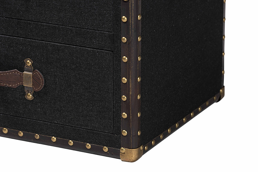 Baxton Studio Mallison Vintage Black Canvas 3-Drawer End Table FredCo