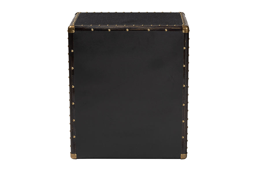 Baxton Studio Mallison Vintage Black Canvas 3-Drawer End Table FredCo