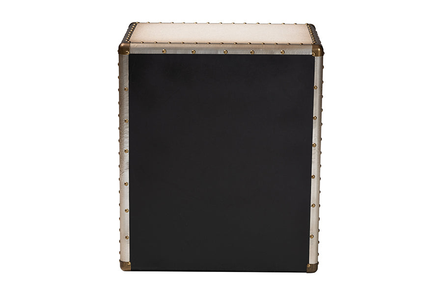 Baxton Studio Mallison Vintage White Canvas 3-Drawer End Table FredCo