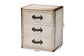 Baxton Studio Mallison Vintage White Canvas 3-Drawer End Table FredCo