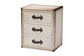 Baxton Studio Mallison Vintage White Canvas 3-Drawer End Table FredCo