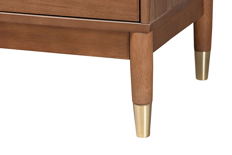 Baxton Studio Mandolin Mid-Century Ash Walnut Wood 6-Drawer Dresser FredCo