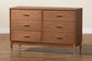 Baxton Studio Mandolin Mid-Century Ash Walnut Wood 6-Drawer Dresser FredCo