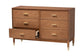 Baxton Studio Mandolin Mid-Century Ash Walnut Wood 6-Drawer Dresser FredCo