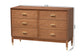 Baxton Studio Mandolin Mid-Century Ash Walnut Wood 6-Drawer Dresser FredCo