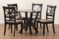 Baxton Studio Mari Modern Beige Fabric and Dark Brown Finished Wood 5-Piece Dining Set FredCo