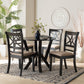 Baxton Studio Mari Modern Beige Fabric and Dark Brown Finished Wood 5-Piece Dining Set FredCo