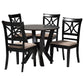 Baxton Studio Mari Modern Beige Fabric and Dark Brown Finished Wood 5-Piece Dining Set FredCo