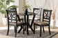 Baxton Studio Mari Modern Beige Fabric and Dark Brown Finished Wood 5-Piece Dining Set FredCo