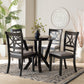 Baxton Studio Mari Modern Grey Fabric and Dark Brown Finished Wood 5-Piece Dining Set FredCo