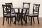 Baxton Studio Mari Modern Grey Fabric and Dark Brown Finished Wood 5-Piece Dining Set FredCo