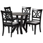 Baxton Studio Mari Modern Grey Fabric and Dark Brown Finished Wood 5-Piece Dining Set FredCo