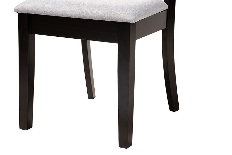 Baxton Studio Mari Modern Grey Fabric and Dark Brown Finished Wood 5-Piece Dining Set FredCo