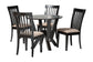 Baxton Studio Marian Modern Sand Fabric and Dark Brown Finished Wood 5-Piece Dining Set FredCo