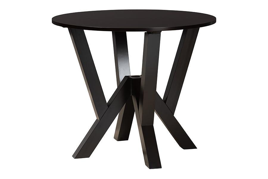 Baxton Studio Marian Modern Sand Fabric and Dark Brown Finished Wood 5-Piece Dining Set FredCo