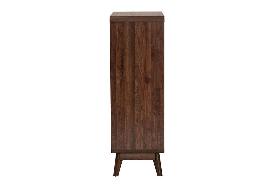 Baxton Studio Markell Mid-Century Modern Transitional Walnut Brown Finished Wood 5-Drawer Storage Chest FredCo