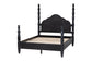 Baxton Studio Martino King Four-Poster Platform Bed – Sculpted Post Spindle Bed Frame with Panel Headboard, Black FredCo