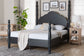 Baxton Studio Martino Queen Four-Poster Platform Bed – Sculpted Post Spindle Bed Frame with Panel Headboard, Black FredCo