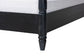 Baxton Studio Martino Queen Four-Poster Platform Bed – Sculpted Post Spindle Bed Frame with Panel Headboard, Black FredCo