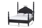 Baxton Studio Martino Queen Four-Poster Platform Bed – Sculpted Post Spindle Bed Frame with Panel Headboard, Black FredCo