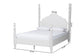 Baxton Studio Martino Queen Four-Poster Platform Bed – Sculpted Post Spindle Bed Frame with Panel Headboard, White FredCo