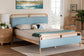 Baxton Studio Mateo Modern and Contemporary Baby Blue Fabric and Natural Wood Queen Size Platform Bed FredCo