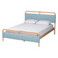 Baxton Studio Mateo Modern and Contemporary Baby Blue Fabric and Natural Wood Queen Size Platform Bed FredCo