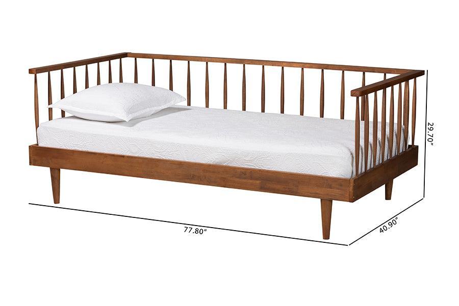 Baxton Studio Matilda Mid-Century Modern Ash Walnut Finished Wood Twin Size Daybed FredCo