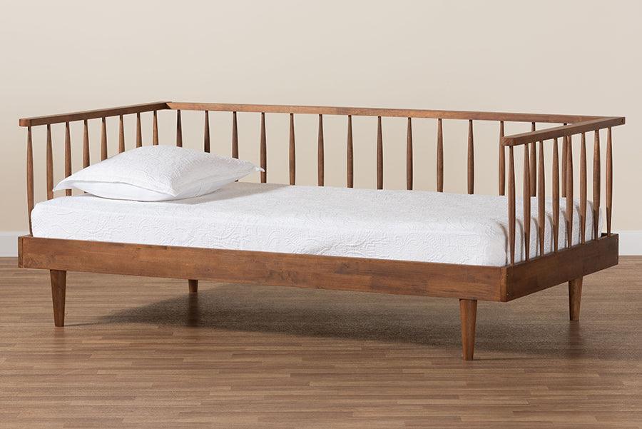 Baxton Studio Matilda Mid-Century Modern Ash Walnut Finished Wood Twin Size Daybed FredCo