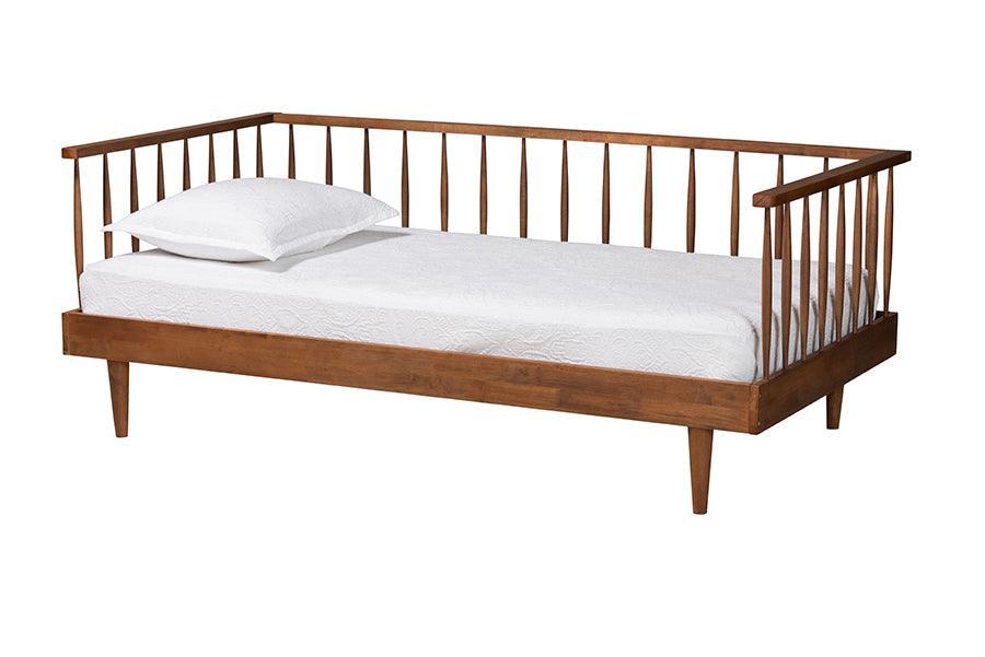 Baxton Studio Matilda Mid-Century Modern Ash Walnut Finished Wood Twin Size Daybed FredCo