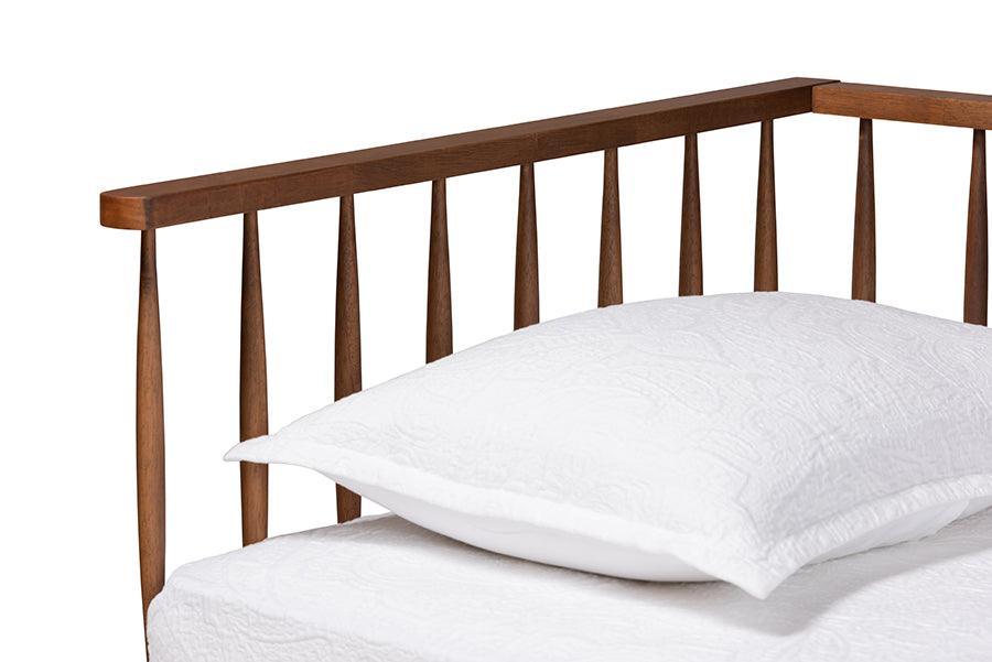 Baxton Studio Matilda Mid-Century Modern Ash Walnut Finished Wood Twin Size Daybed FredCo