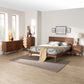 Baxton Studio Melora Mid-Century Modern Walnut Brown Finished Wood and Rattan Full Size 4-Piece Bedroom Set FredCo