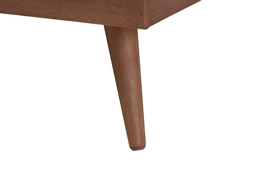 Baxton Studio Melora Mid-Century Modern Walnut Brown Finished Wood and Rattan Queen Size 3-Piece Bedroom Set FredCo