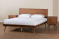 Baxton Studio Melora Mid-Century Modern Walnut Brown Finished Wood and Rattan Queen Size 3-Piece Bedroom Set FredCo