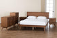 Baxton Studio Melora Mid-Century Modern Walnut Brown Finished Wood and Rattan Queen Size 5-Piece Bedroom Set FredCo